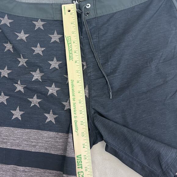 Hurley Board Short Mens 36 Blue Gray Flag Stars Stripes Patriotic Swim Hybrid - Picture 4 of 9